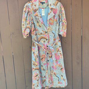 INC Floral Belted Midi Dress Duster Size XXL